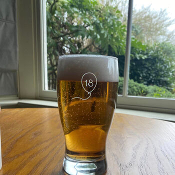 Personalised 18th Birthday Gift Balloon Pint Glass, 6 of 9
