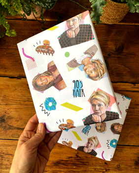 90s Romcom Wrapping Paper – Iconic Hair Style Gift Wrap, 4 of 9