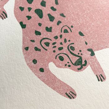 L For Leopard: Pink/Green Children's Initial Print, 2 of 3