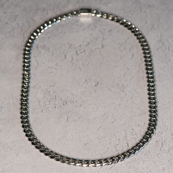 Cuban 8mm Men's Necklace | Silver Stainless Steel / Rhodium Coating, 9 of 10