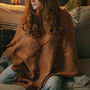 Coffee Arrow Knit And Faux Pearl Knitted Poncho, thumbnail 1 of 2