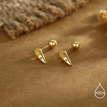 Sterling Silver Bird Skull Screw Back Earrings, 2 of 12