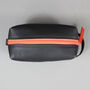 Black Leather Cosmetics Bag With Orange Zip, thumbnail 6 of 8