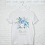 Bride To Be Blue Floral And Silver T Shirt, thumbnail 1 of 3