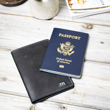 Personalised Leather Passport Cover In Ebony Black By Mahi Leather ...