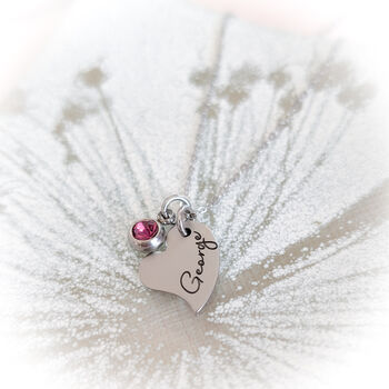 Personalised Heart Charm Name Necklace With Birthstone, 7 of 8
