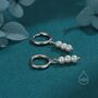 Genuine Freshwater Pearl Trio Huggie Hoop Earrings In Sterling Silver, thumbnail 1 of 11