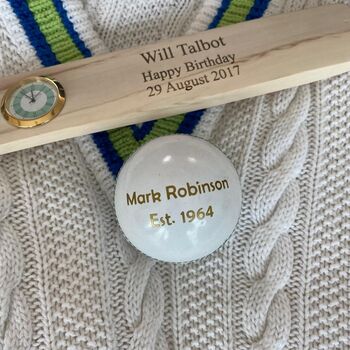Personalised Vintage White Leather Cricket Ball, 3 of 12