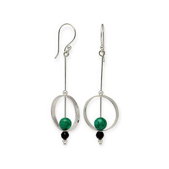 Sterling Silver Turquoise And Onyx Drop Earrings, 2 of 6
