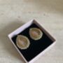 Peach Gold Pearl Stud Earrings, thumbnail 3 of 5