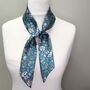 Handmade 100% Mulberry Liberty Silk Skinny Scarf Teal Rachel, thumbnail 3 of 4