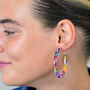 Multicoloured Flat Large Hoop Earrings, thumbnail 1 of 4