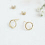 9ct Solid Gold Hammered Small Circle Earrings, thumbnail 2 of 3