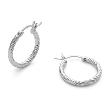 Gold Or Silver Twist Huggie Hoop Earrings, 5 of 9