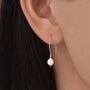 Genuine Baroque Pearl V Shape Long Drop Hook Earrings, thumbnail 1 of 9