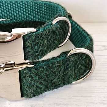 Forest Green Harris Tweed Dog Collar, 4 of 4