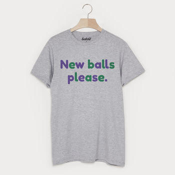 New Balls Please Men's Funny Wimbledon Tennis T Shirt, 2 of 2