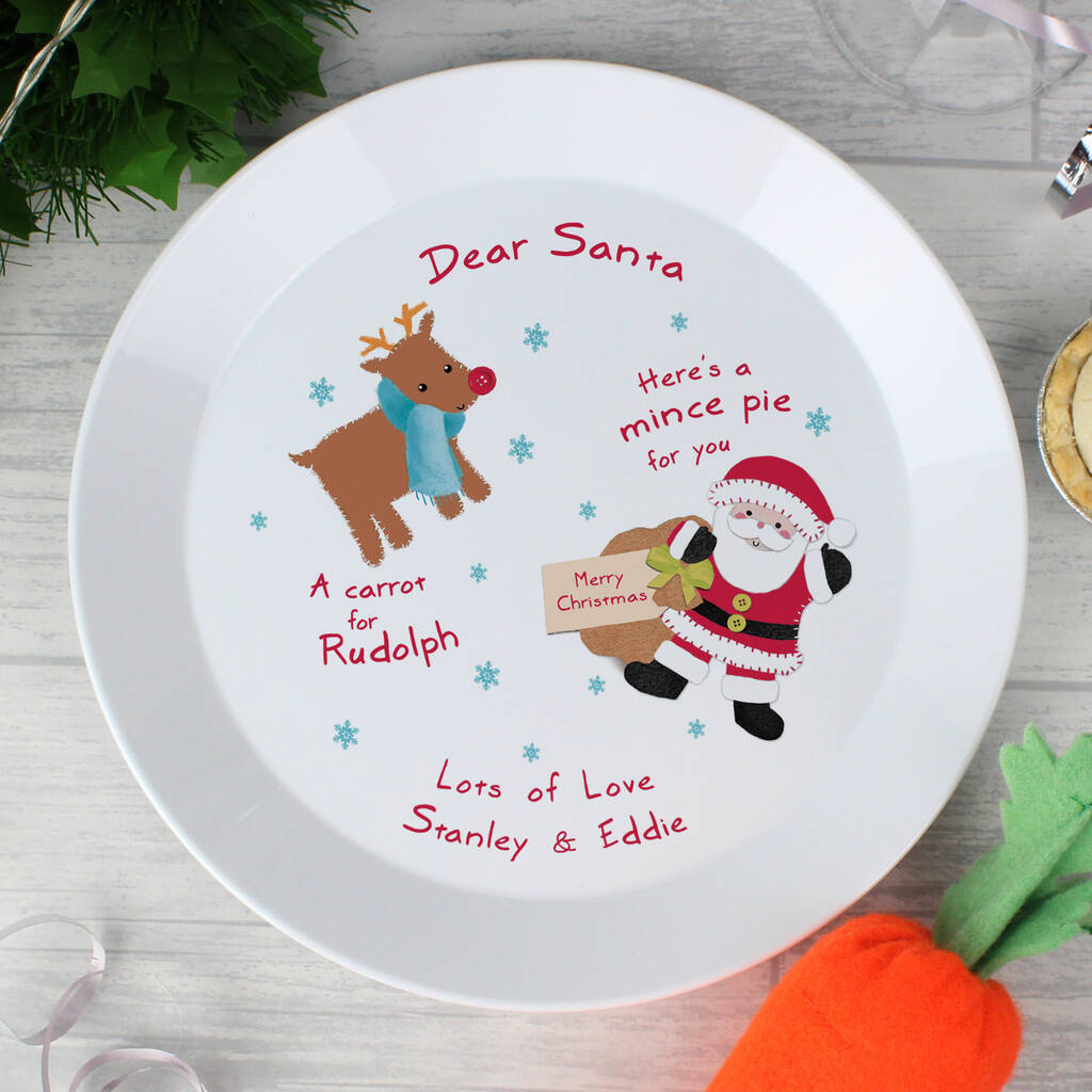 Personalised Santa And Rudolph Christmas Treats Plate
