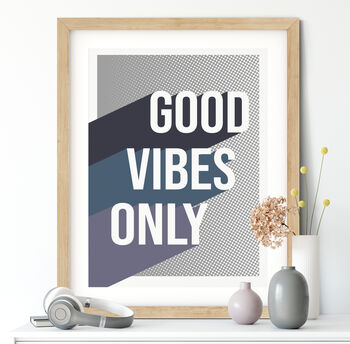 Good Vibes Only Halftone Block Print, 2 of 7
