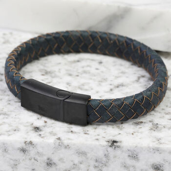 Personalised Antique Blue Woven Bracelet For Men, 3 of 8