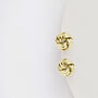 Gold Coloured Textured Tiny Knot Stud Earrings, thumbnail 3 of 3