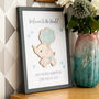 Personalised Elephant Framed Print New Baby Gift, thumbnail 1 of 7