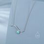 Sterling Silver Aqua Green Opal Wave Pendant Necklace, thumbnail 4 of 11