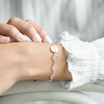 Personalised Initial Disc Family Birthstone Bracelet, 3 of 12