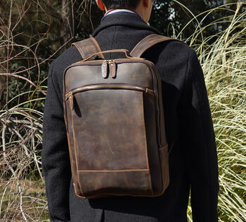 Genuine Leather Backpack, 2 of 12