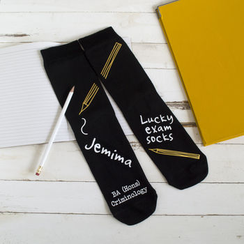 Personalised Hand Drawn Lucky Exam Socks, 3 of 3