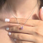 Pink Tourmaline Moissanite Crystal Silver Necklace, thumbnail 2 of 5