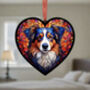 Australian Shepherd Stained Glass Effect Heart Suncatcher, thumbnail 4 of 6