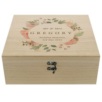 Personalised Floral Watercolour Wooden Keepsake Box, 8 of 8