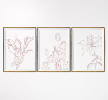 Set Of Three Contemporary Floral Art Prints, 3 of 8