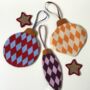 Set Of Three Hand Stitched Baubles, thumbnail 1 of 6