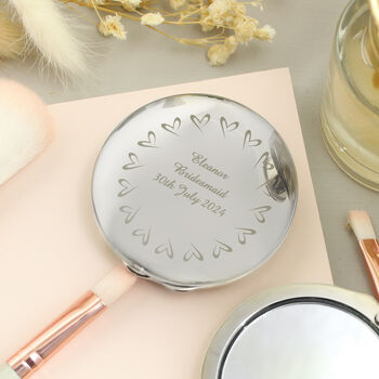 Personalised Small Hearts Round Compact Mirror, 2 of 5