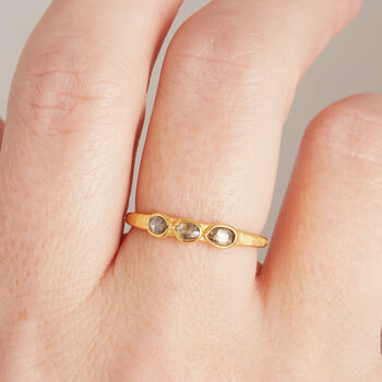 Matte Gold Plated Silver Chocolate Diamond Ring, 6 of 9