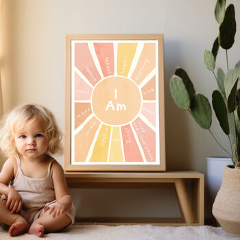 Custom Boho Sun Affirmations Personalised Kids Print, 3 of 5