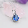 Sterling Silver Sapphire Blue Pear Cut Cz Necklace, thumbnail 6 of 11