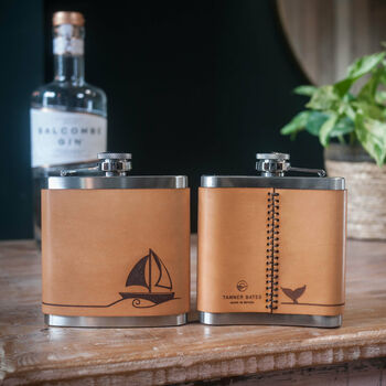Leather Bound Hip Flask, 6 of 10