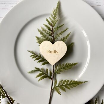 Wood Heart Wedding Favour Place Name Settings, 8 of 10