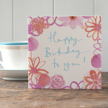 Flower Border Birthday Card For A Woman, 3 of 3