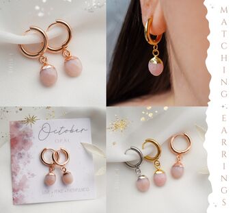 Pink Opal Birthstone Necklace, 5 of 9