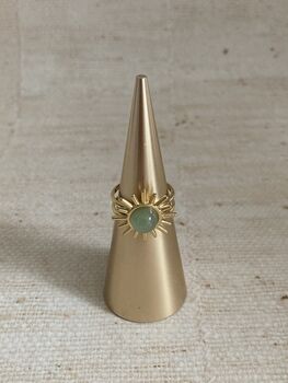 Gold Adjustable Sun Ring Mint Green, 3 of 6