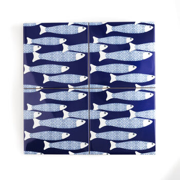 'Ocean Shoal' Navy Blue Feature Wall Ceramic Tile, 6 of 9