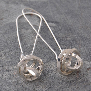 Long Knotted Rose Gold Plated Silver Drop Earring, 6 of 7