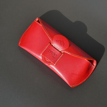Handcrafted Leather Glasses Case Red, 4 of 9