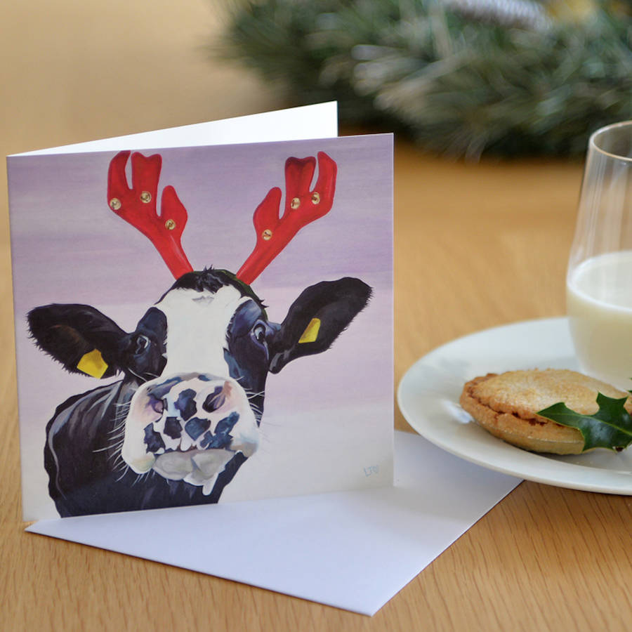 Reindeer Cow Christmas Card