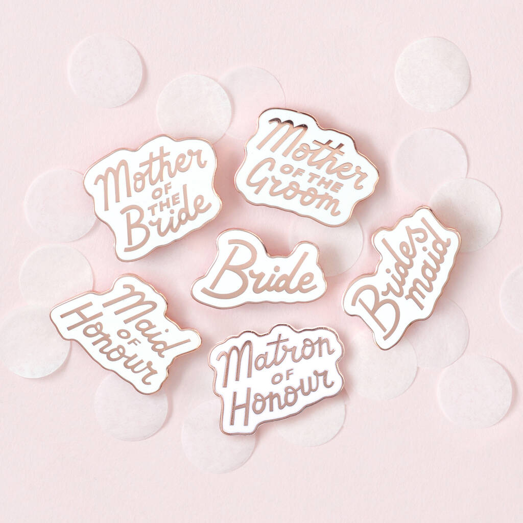 'Bridesmaid' Enamel Pin By Alphabet Bags | notonthehighstreet.com