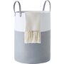 58 L White And Grey Cotton Rope Woven Storage Basket, thumbnail 7 of 8